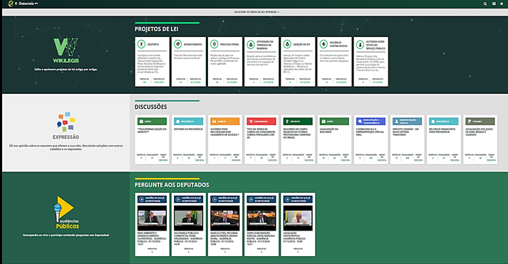 Home (página inicial) do portal e-Democracia